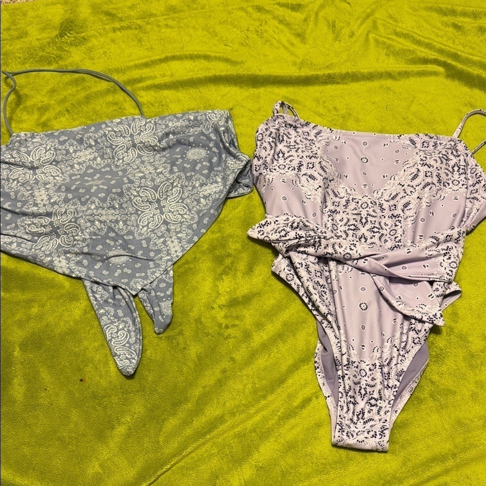 Lavender Bandana Party Sz Med Tube Top and L-XL One Piece